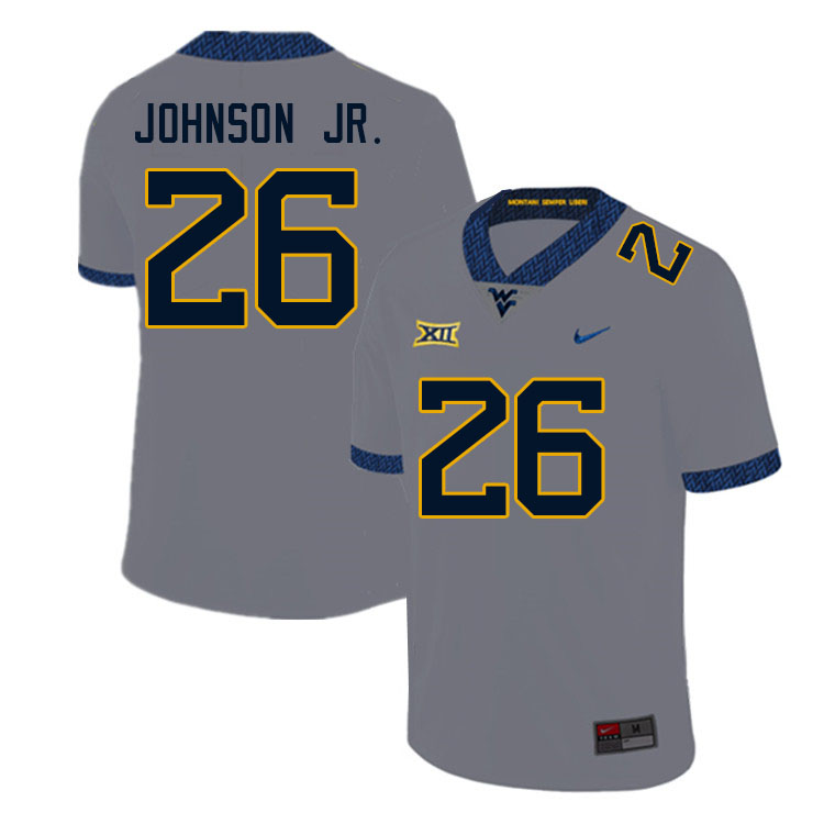 NCAA Men's Justin Johnson Jr. West Virginia Mountaineers Gray #26 Nike Stitched Football College Authentic Jersey QU23R82RF